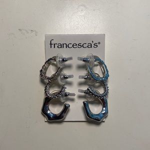 NWT Francesca’s Collection Silver 3 Hoop Earring Set